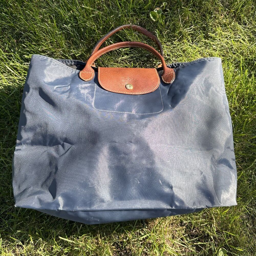 Longchamp Le Pliage Cabas Tote Large Navy Dark Blue Open Top Nylon SEE PHOTOS - Picture 1 of 10